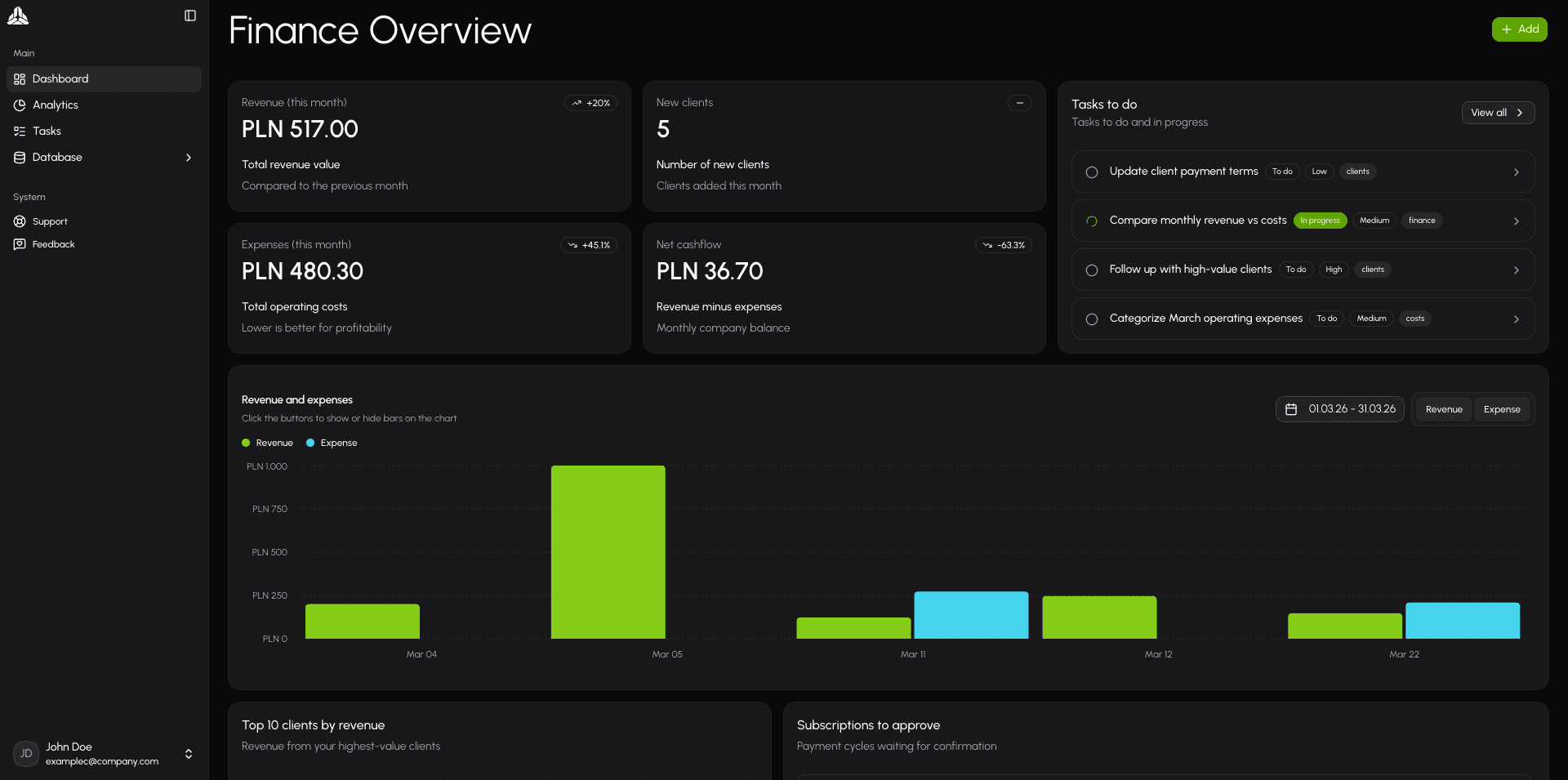 Enkaris workspace — product interface preview